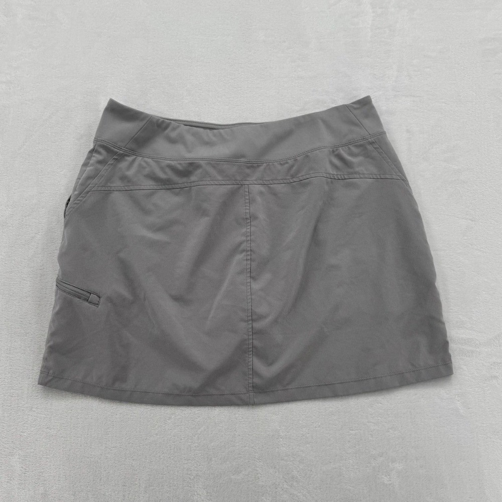 Orvis Active Skort Women Large Gray Excellent Hiking Golf Zipper Pocket Skirt